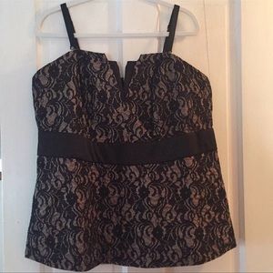 Black & Gold Lace Corset Top